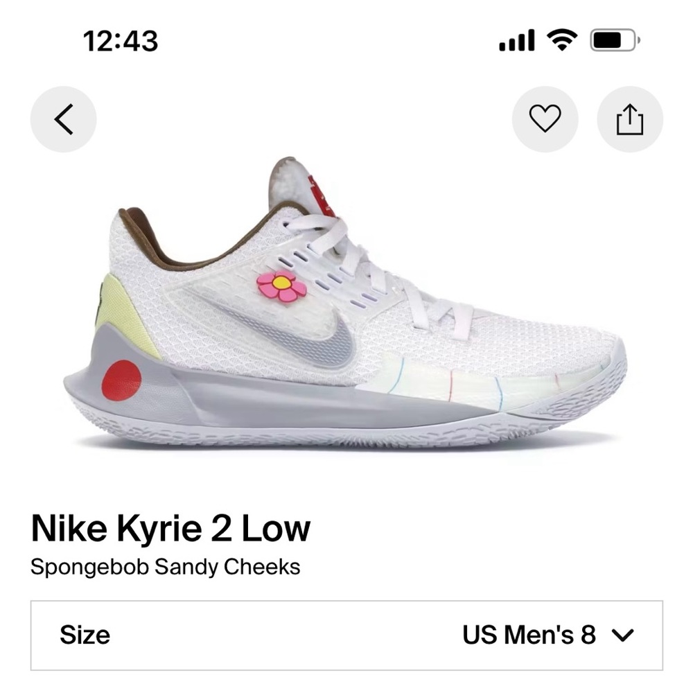 Nike Kyrie 2 Low Spongebob Sandy Cheeks CJ6953-100 Men's Size 8
